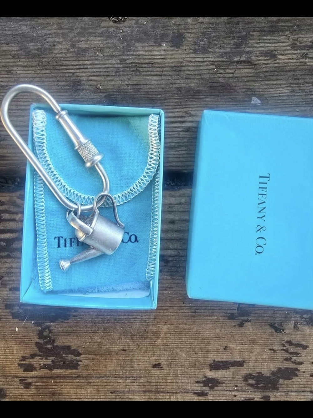 Tiffany & Co. Silver Watering Can Key Holder with Tiffany Blue Pouch